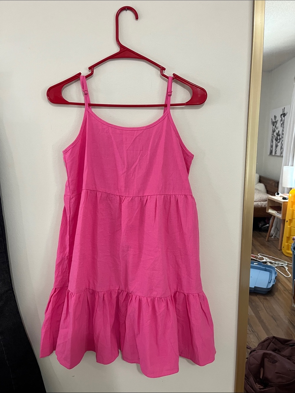 Girls' Bright Pink Tiered Casual Sundress